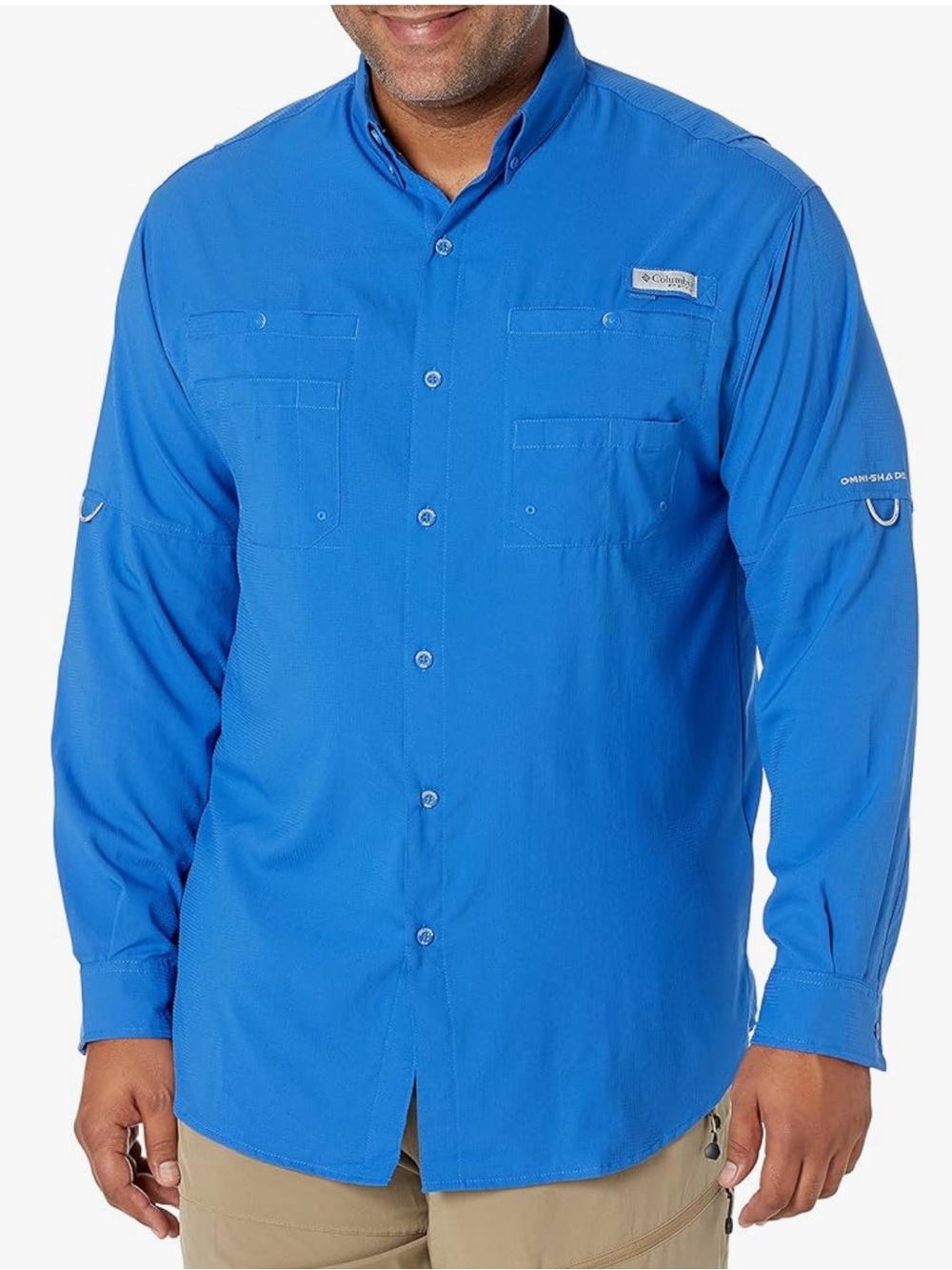 Columbia PFG Fishing Shirt Men's 3X Vivid Blue Omni-Shade UPF 40 Long Sleeve NWT